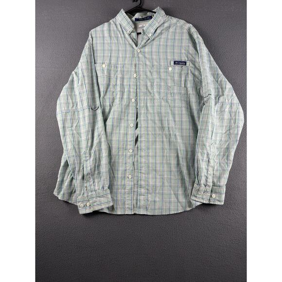Columbia PFG MENS XL Super Tamiami Pockets Vented Button Fishing Shirt Plaid - Picture 1 of 9